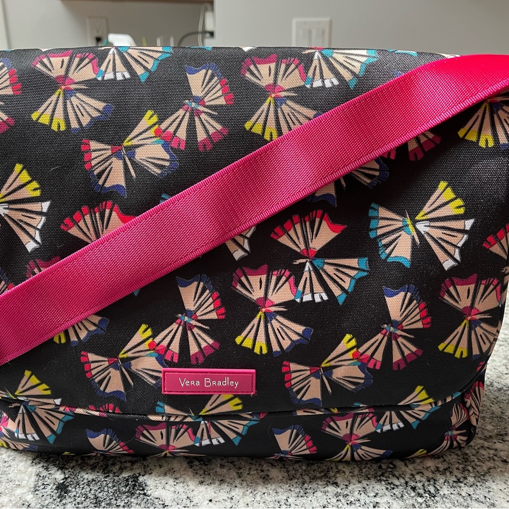 Vera Bradley Art Butterflies Lighten Up RFID Essential Messenger Bag